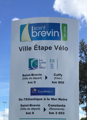 Sign for Eurovelo 6 and Loire a Velo
